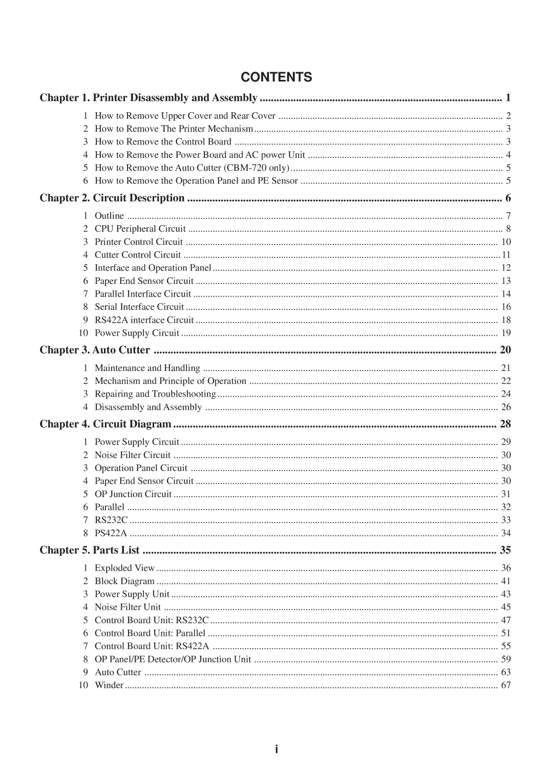 Citizen Systems CBM-710/720 service manual Contents 