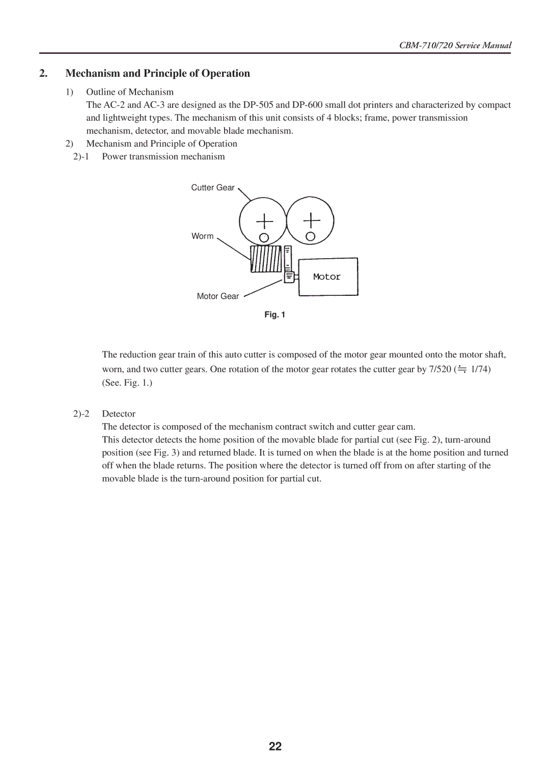 Citizen Systems CBM-710/720 service manual Mechanism and Principle of Operation 