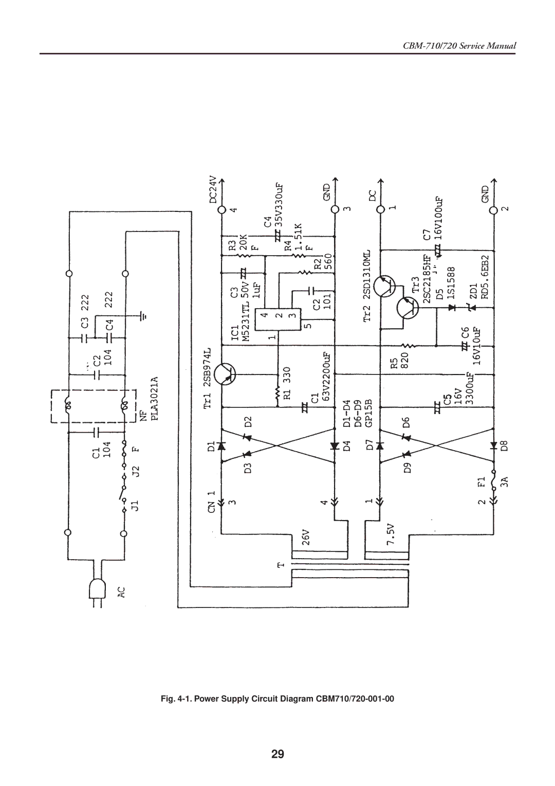 Citizen Systems CBM-710/720 service manual Power Supply Circuit Diagram CBM710/720-001-00 