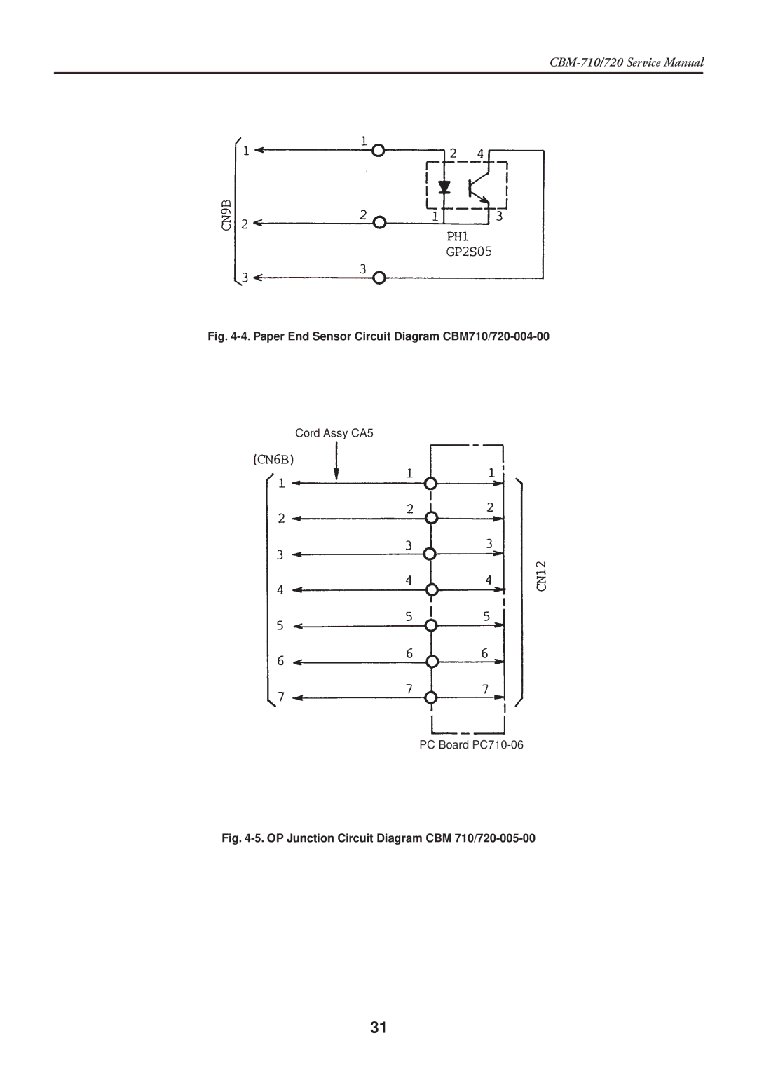 Citizen Systems CBM-710/720 service manual Paper End Sensor Circuit Diagram CBM710/720-004-00 