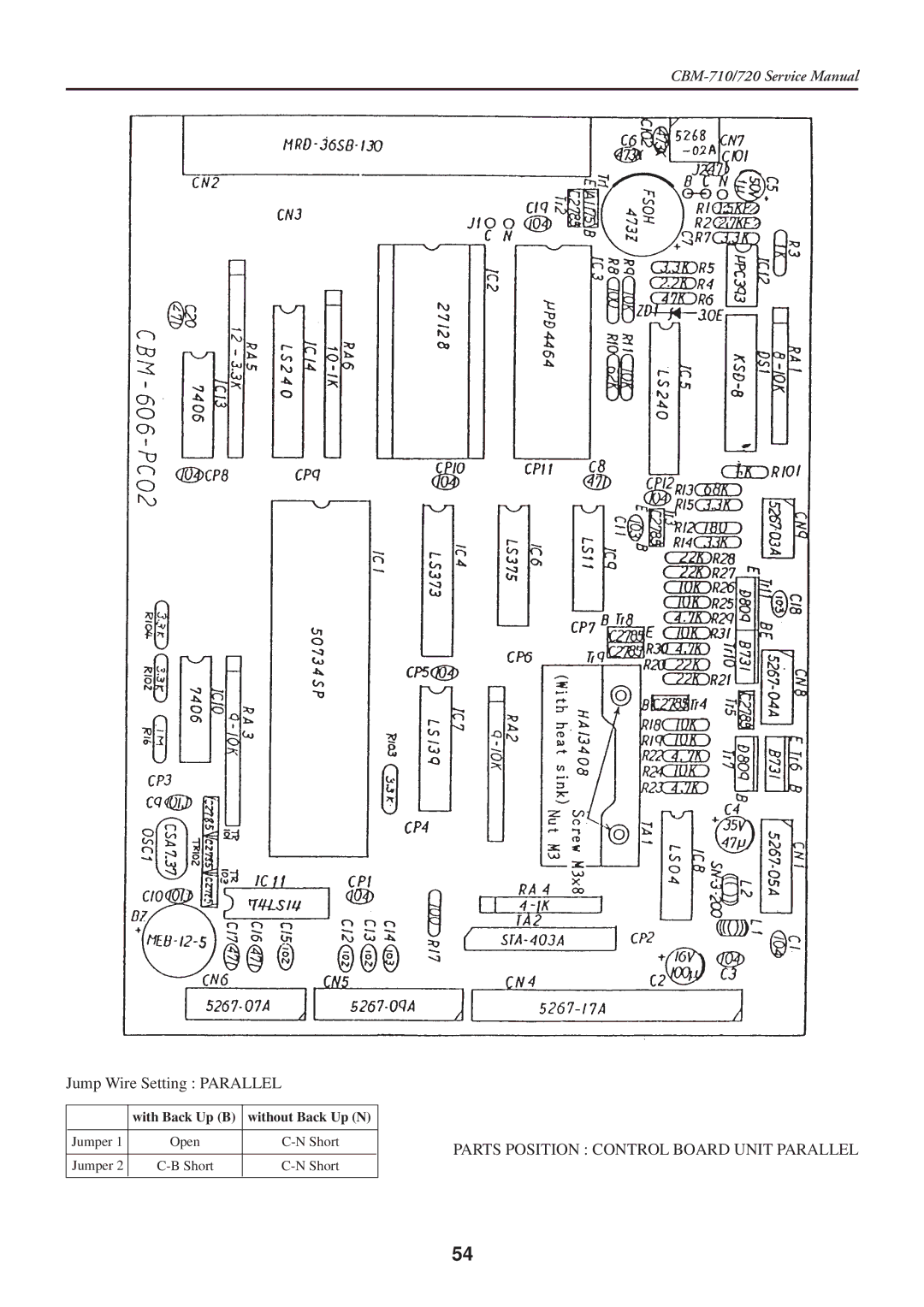 Citizen Systems CBM-710/720 service manual Parts Position Control Board Unit Parallel 