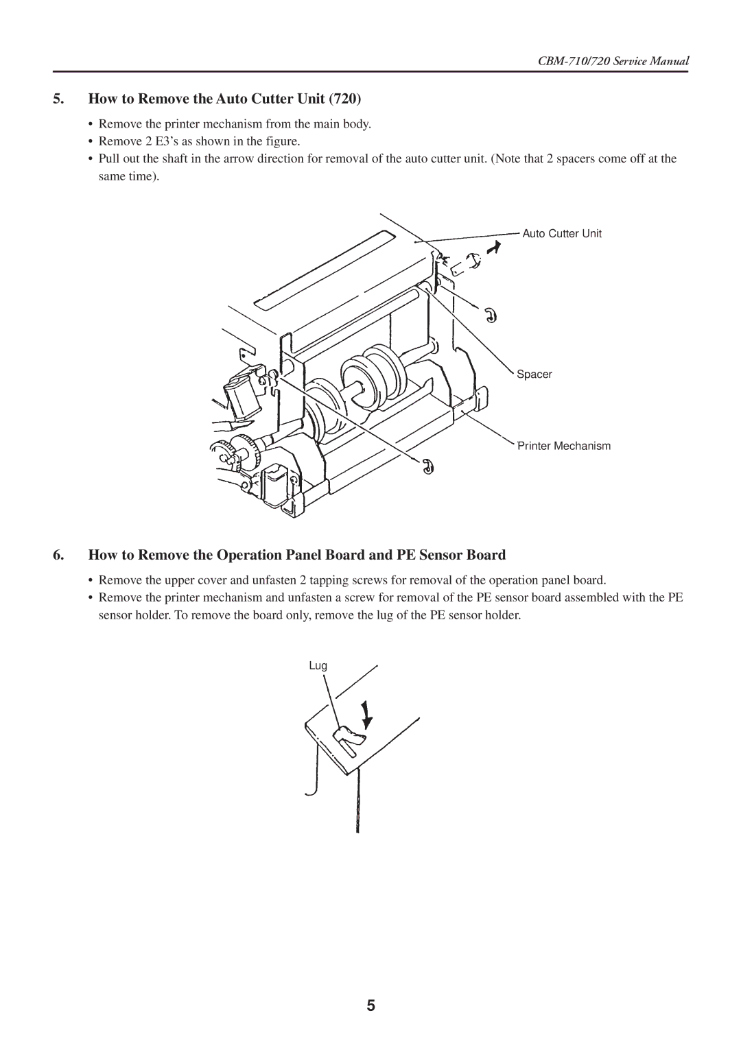 Citizen Systems CBM-710/720 service manual How to Remove the Auto Cutter Unit 