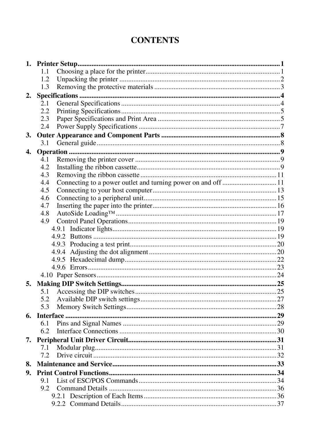 Citizen Systems CBM-820 manual Contents 