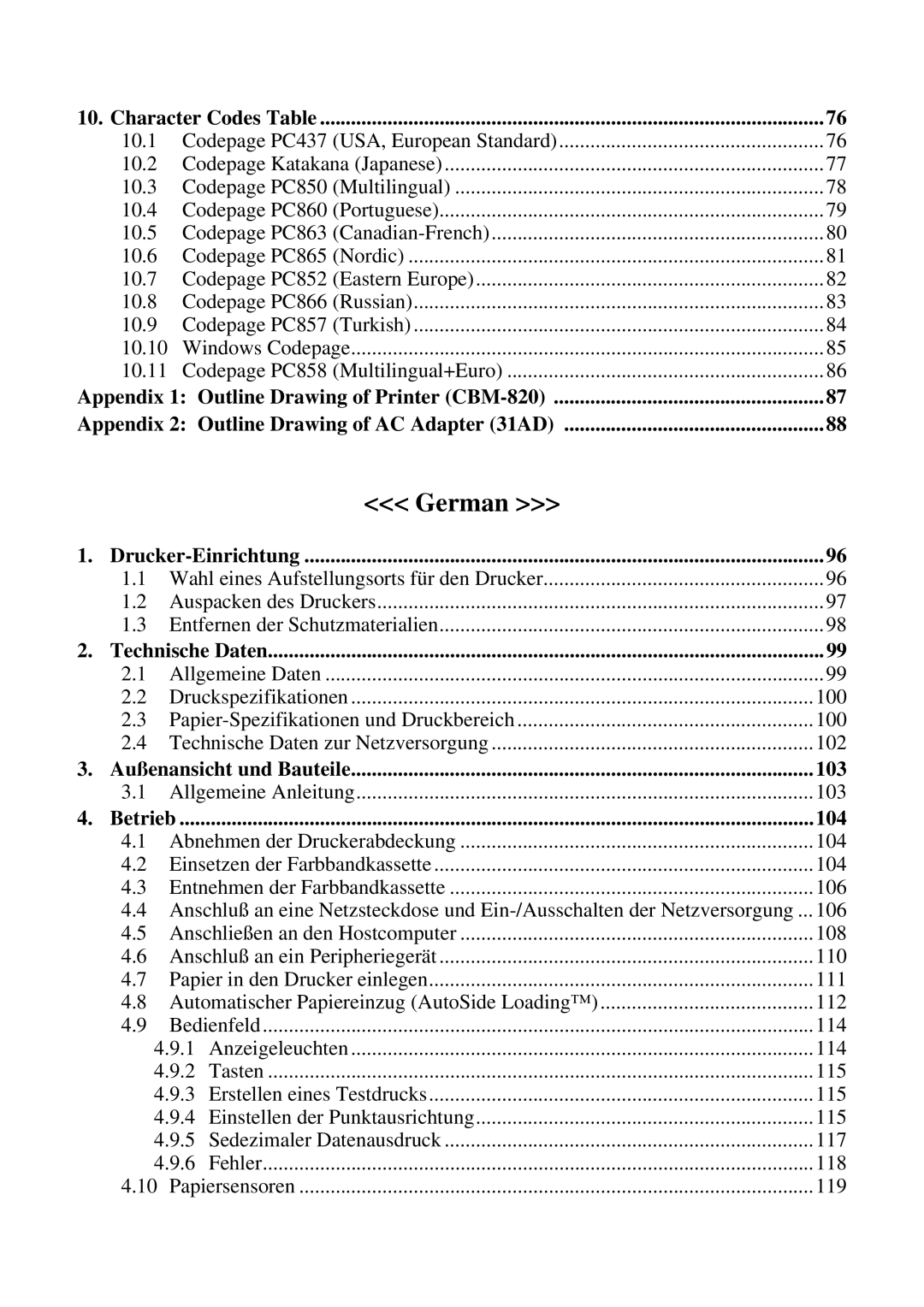 Citizen Systems CBM-820 manual German, 10.11 