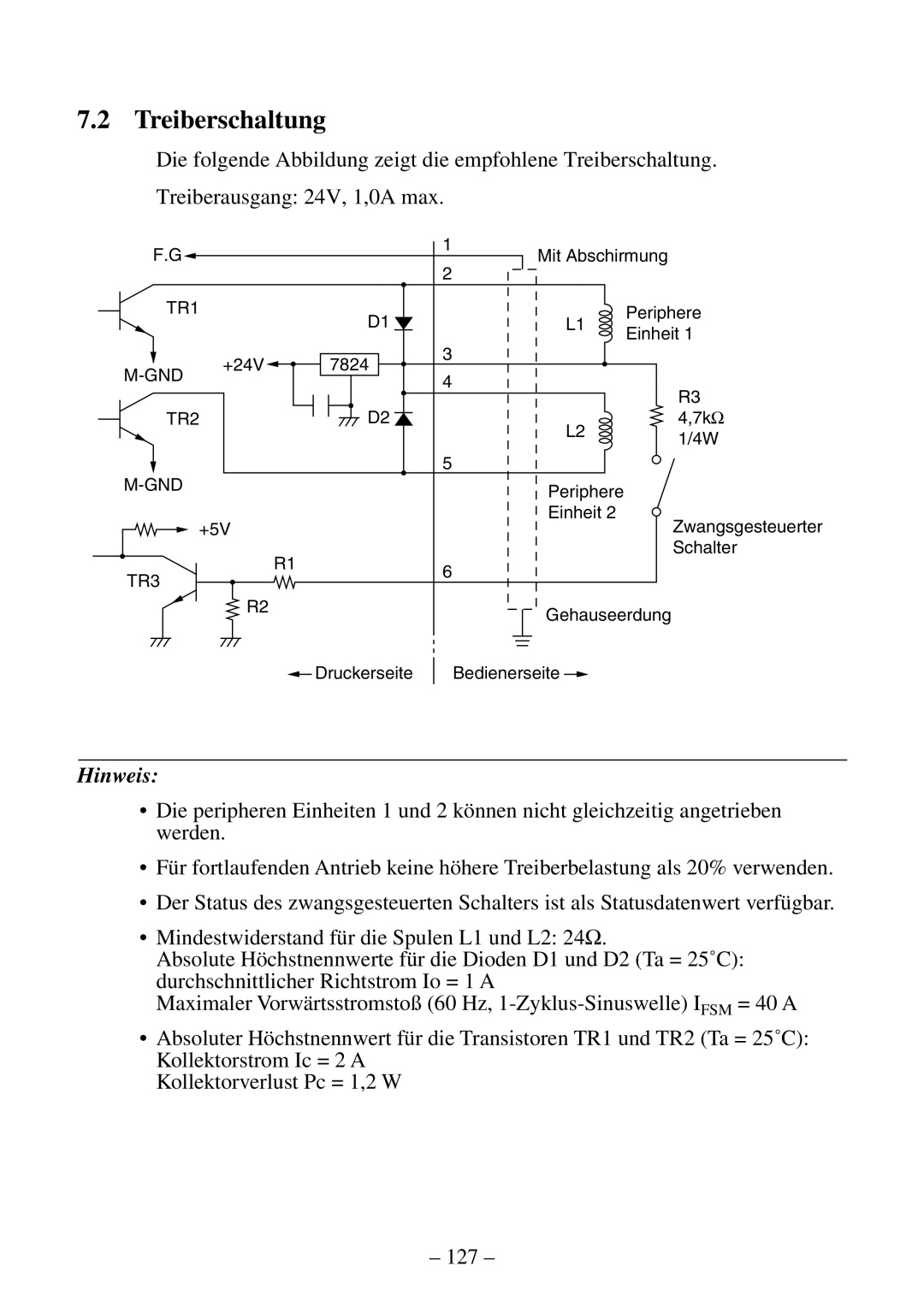 Citizen Systems CBM-820 manual Treiberschaltung, Mit Abschirmung, Periphere Einheit +5V 