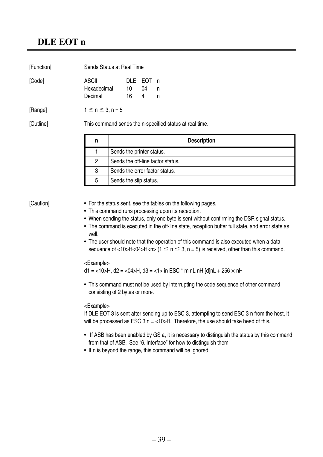 Citizen Systems CBM-820 manual DLE EOT n 