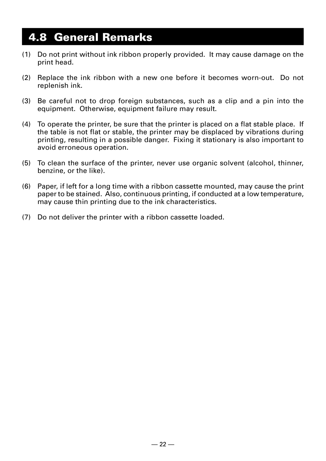 Citizen Systems CBM-910 Type II user manual General Remarks 