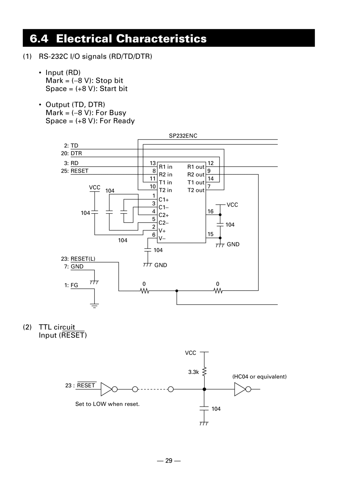 Citizen Systems CBM-910 Type II user manual TTL circuit Input Reset 