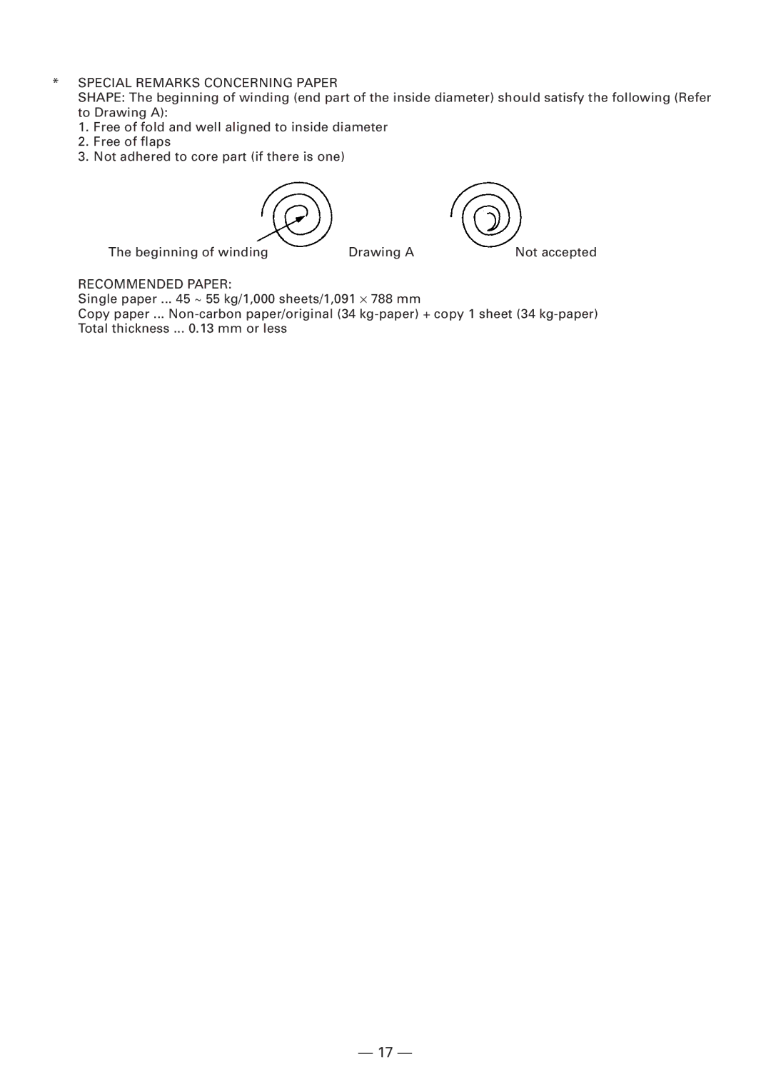 Citizen Systems CBM-910 Type II user manual Special Remarks Concerning Paper 