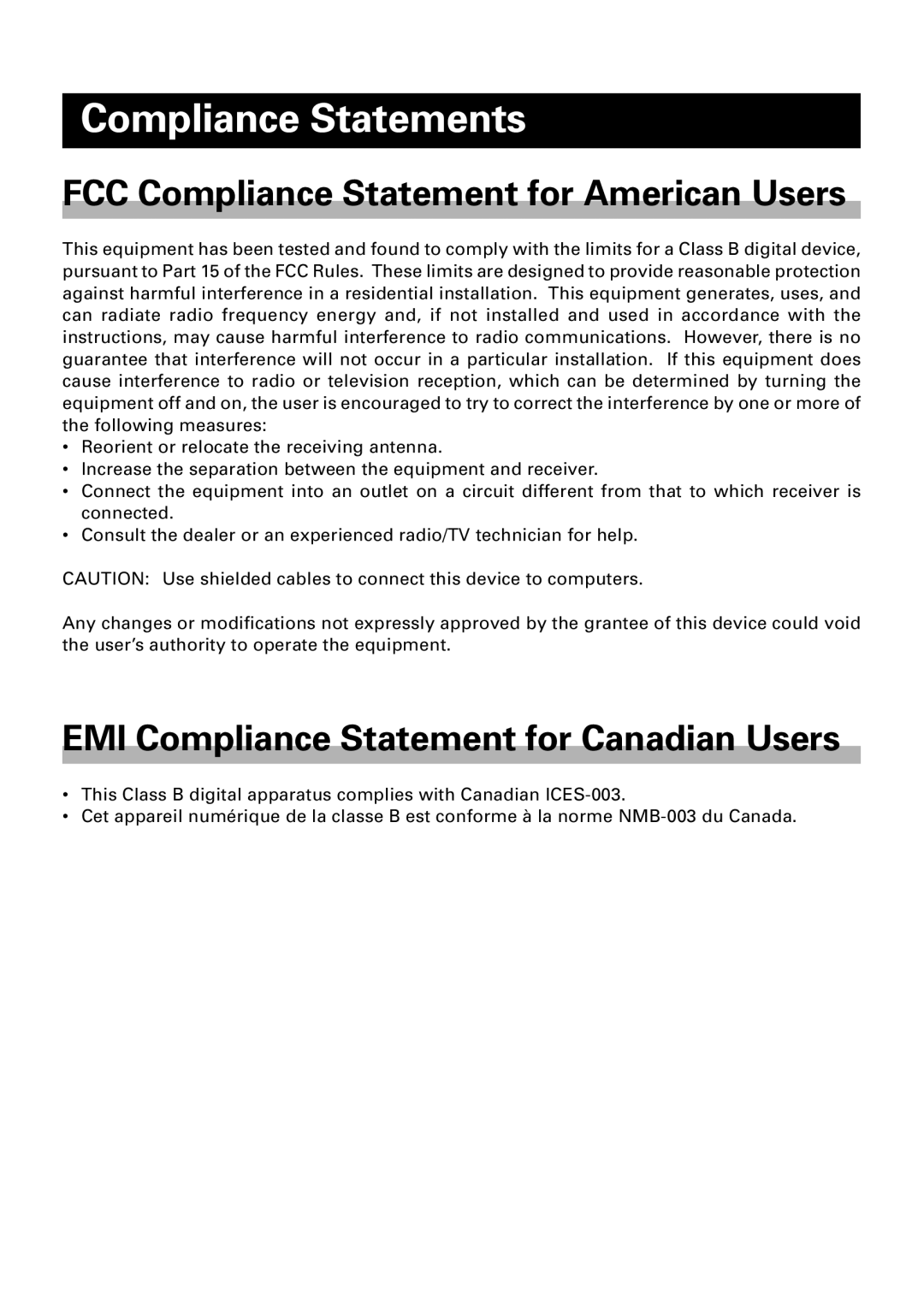 Citizen Systems CBM-910 manual Compliance Statements 