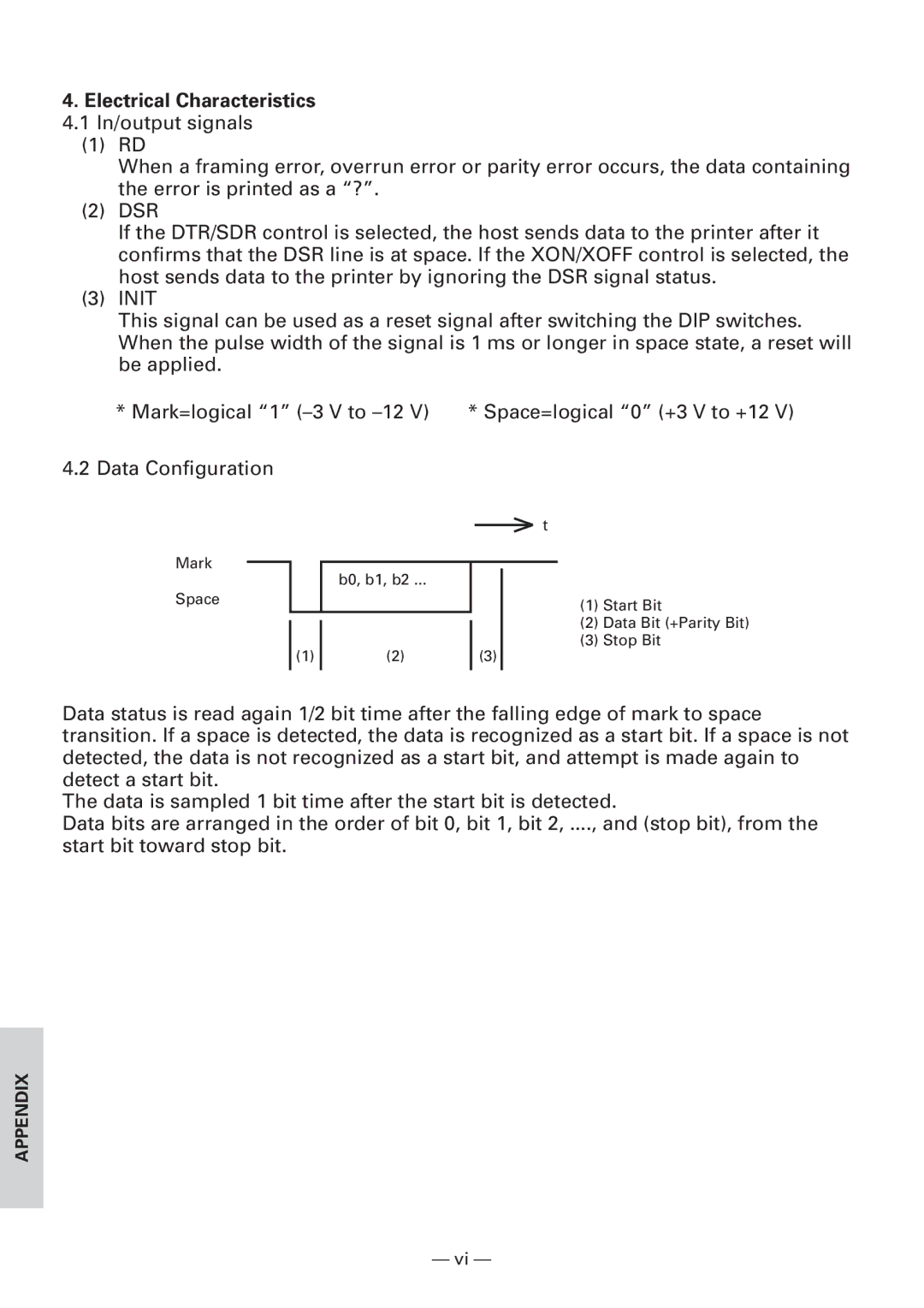 Citizen Systems CBM1000 user manual Electrical Characteristics 4.1 In/output signals 