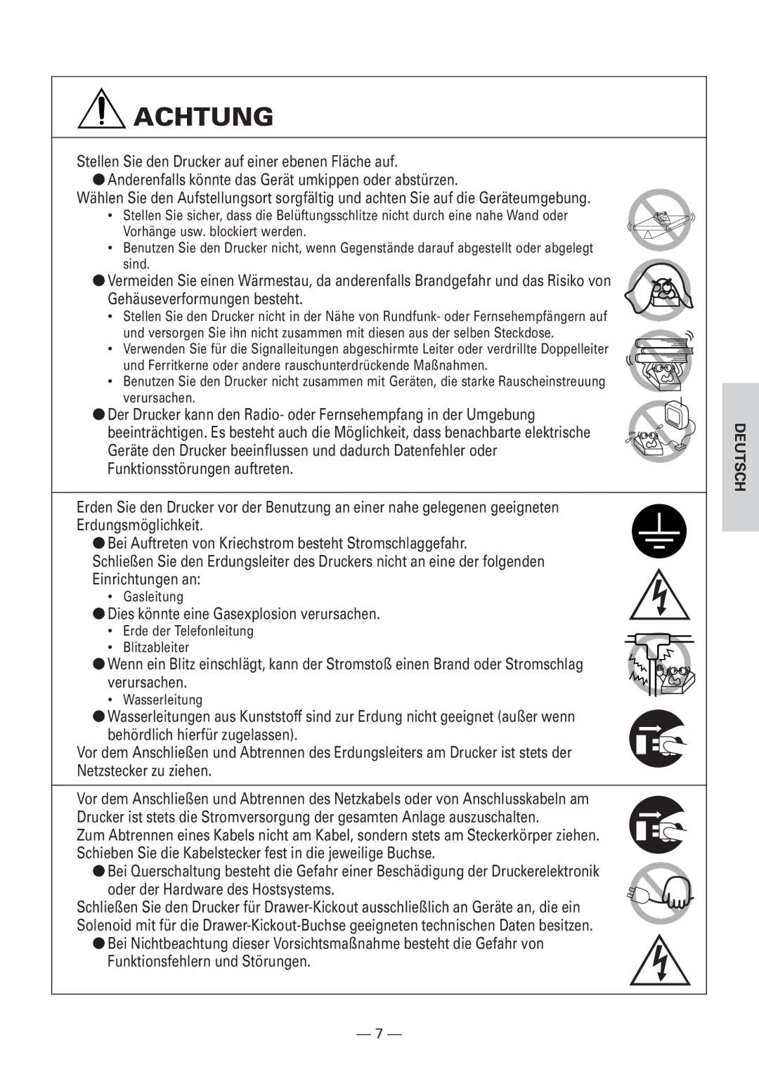 Citizen Systems CBM1000 user manual Dies könnte eine Gasexplosion verursachen 