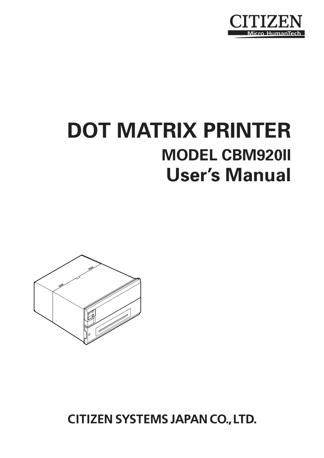 Citizen Systems CBM920II user manual DOT Matrix Printer 