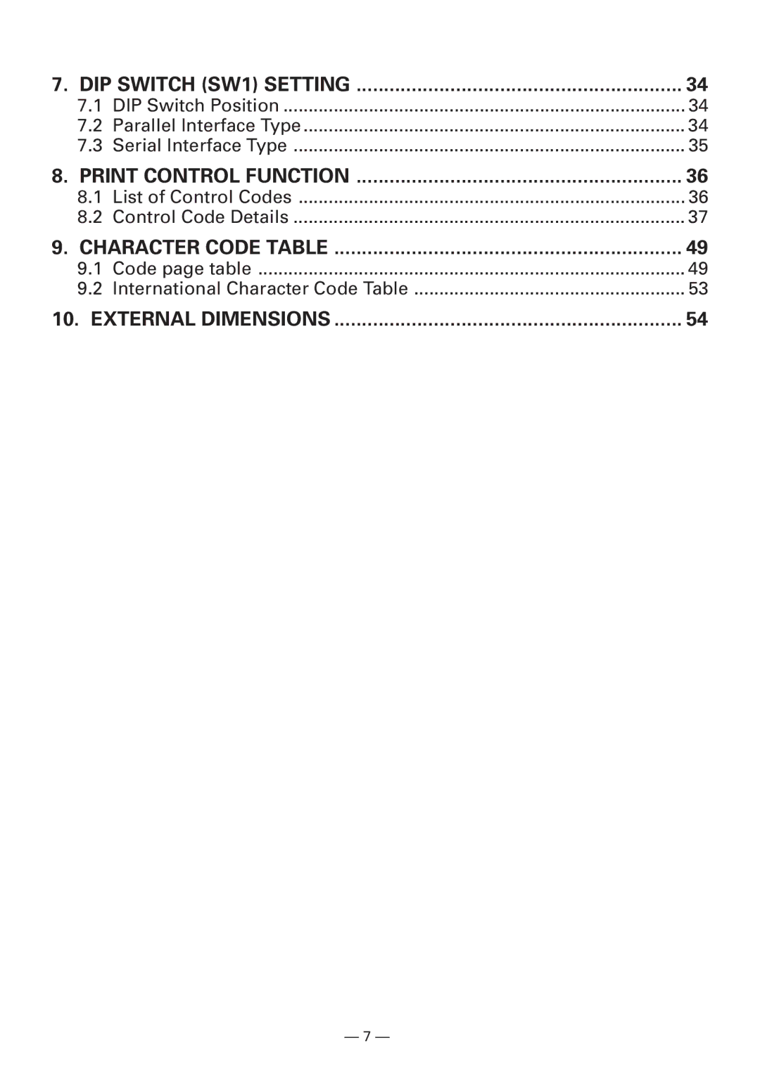 Citizen Systems CBM920II user manual External Dimensions 