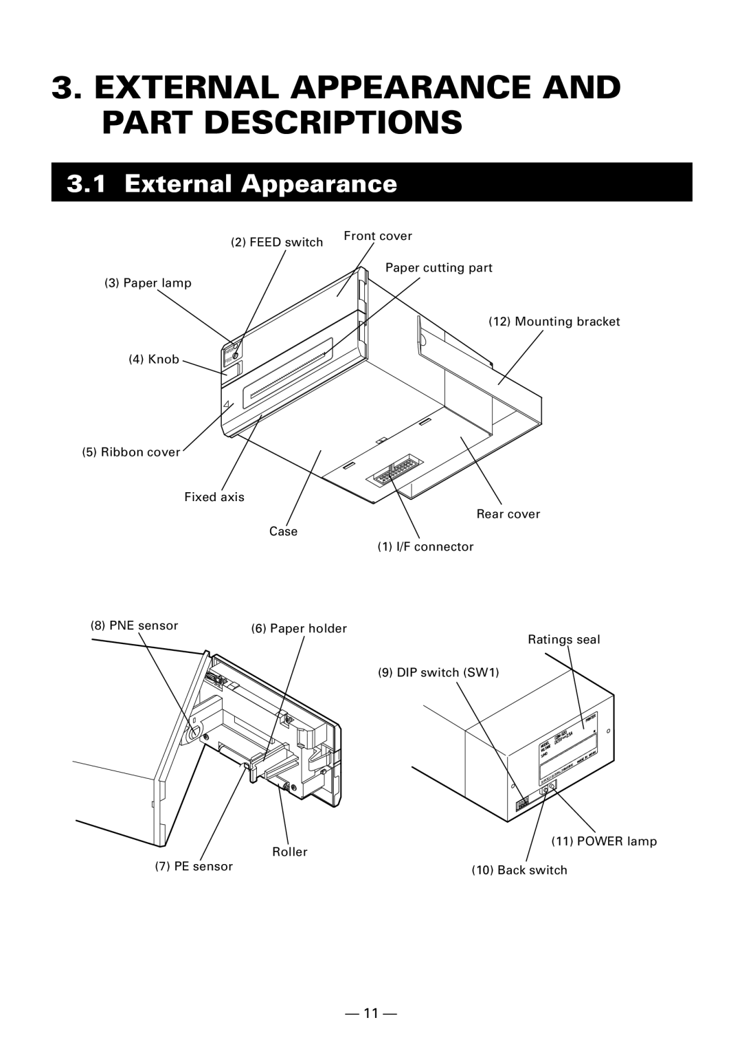 Citizen Systems CBM920II user manual External Appearance and Part Descriptions 