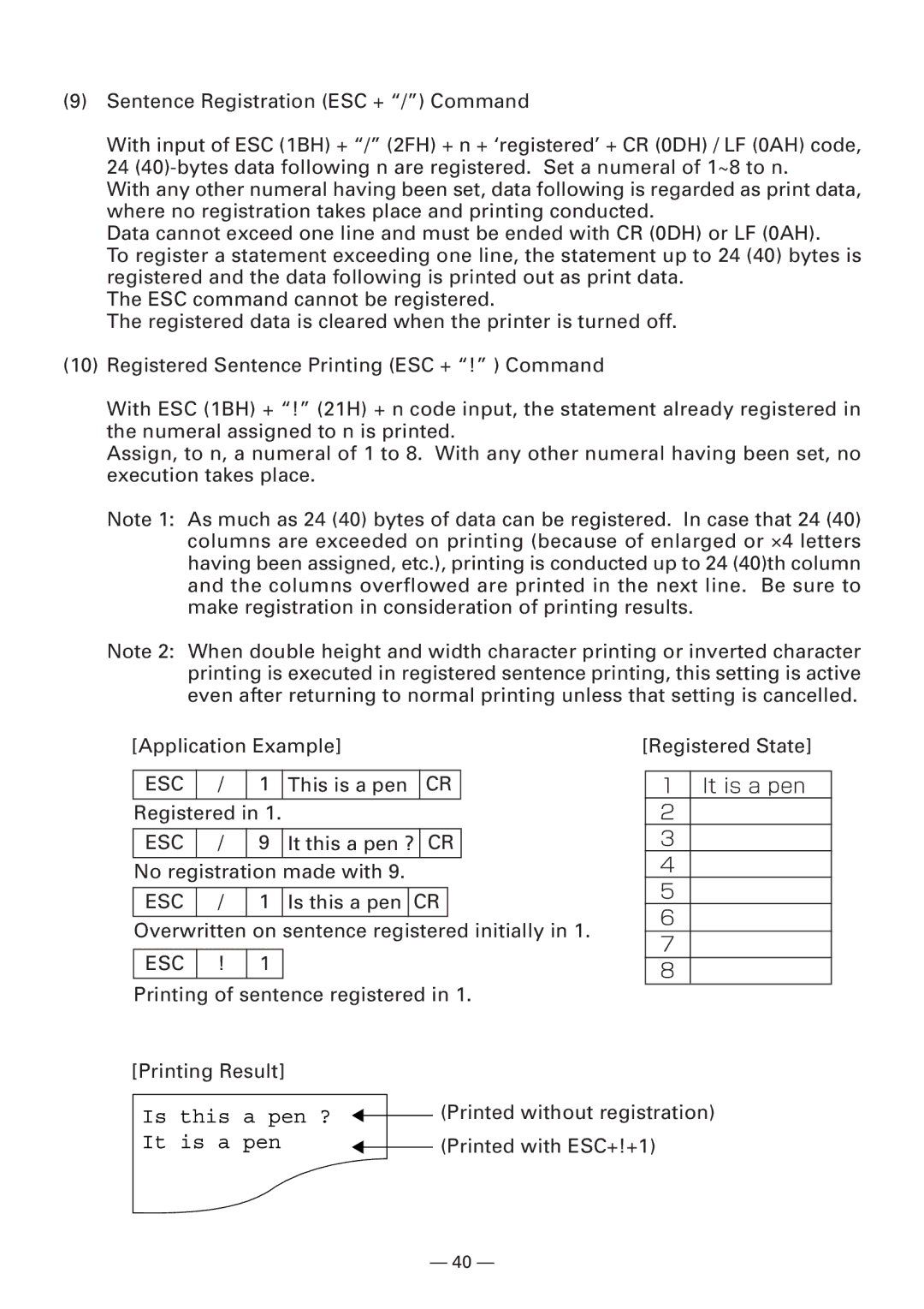 Citizen Systems CBM920II user manual Esc 