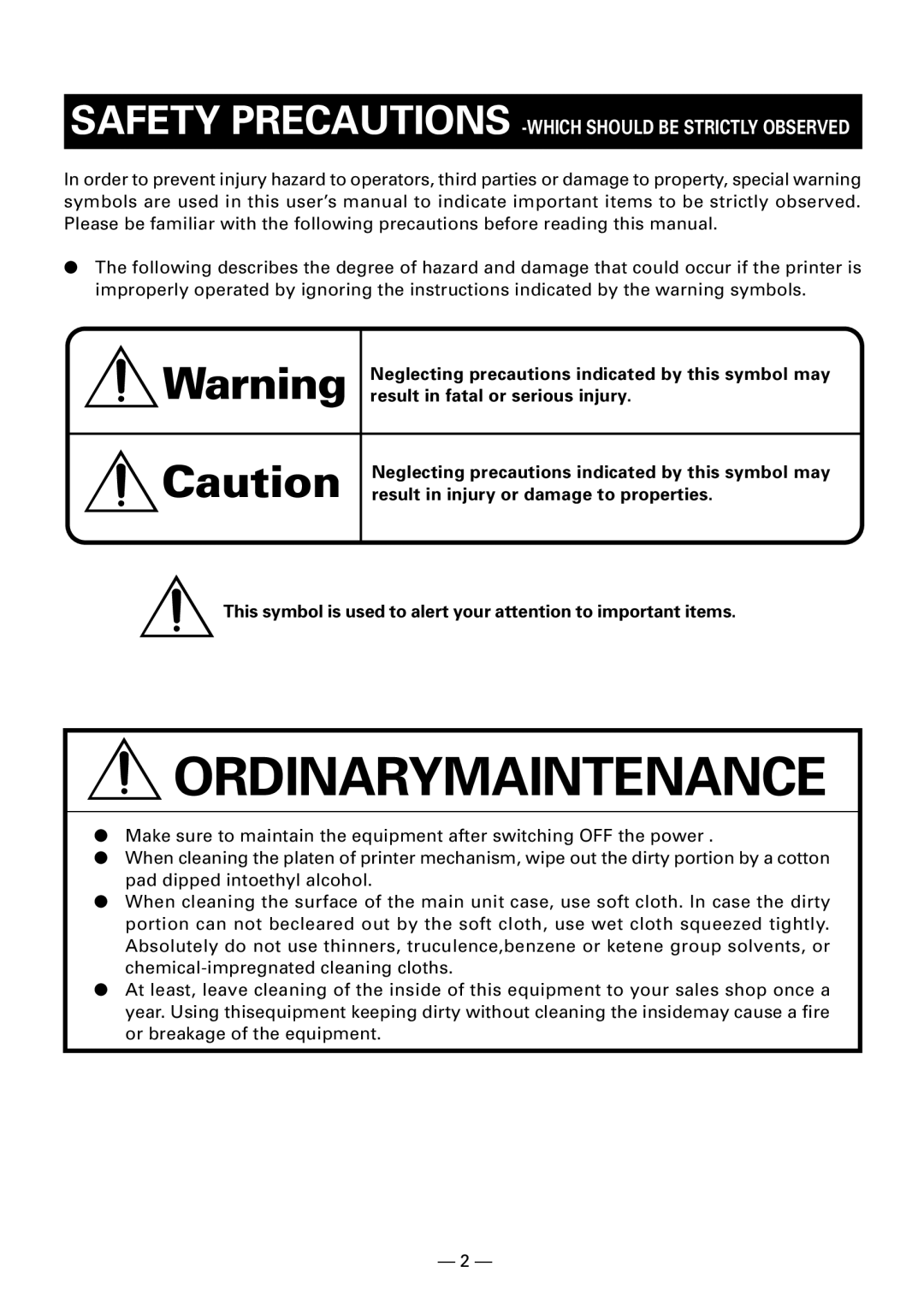 Citizen Systems CBM920II user manual Ordinarymaintenance 