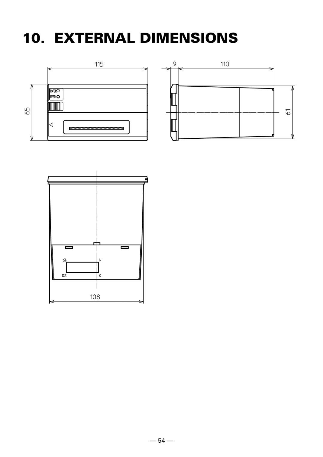 Citizen Systems CBM920II user manual External Dimensions 