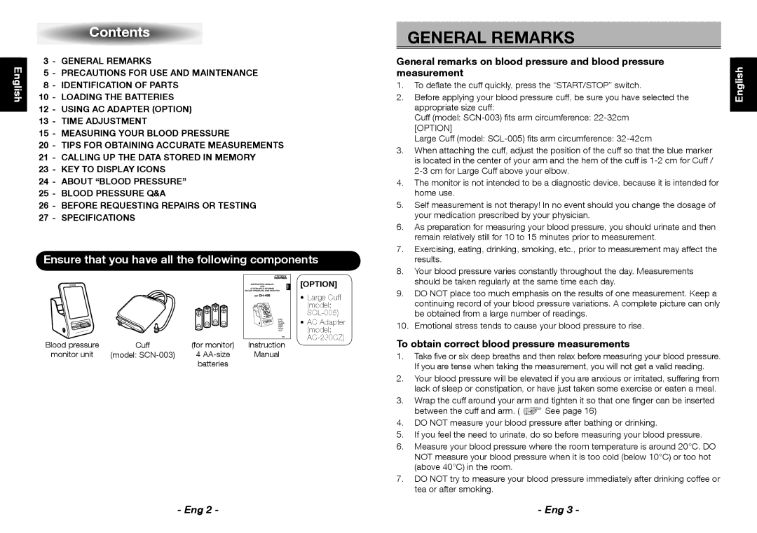 Citizen Systems CH-456 instruction manual General Remarks, Contents 