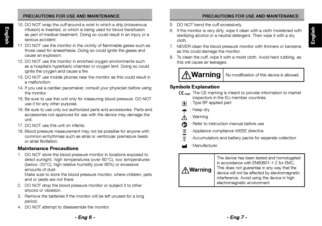 Citizen Systems Ch-650, CH-650 English Español Português, Maintenance Precautions, Symbols Explanation, 中文 Français 