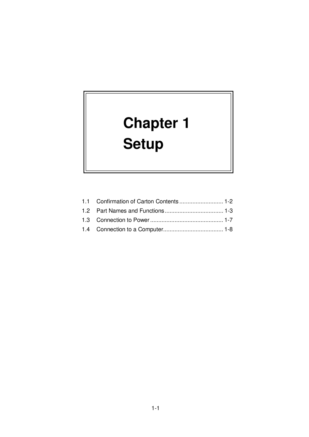 Citizen Systems CLP-6001, CLP-6002 user manual Chapter Setup 