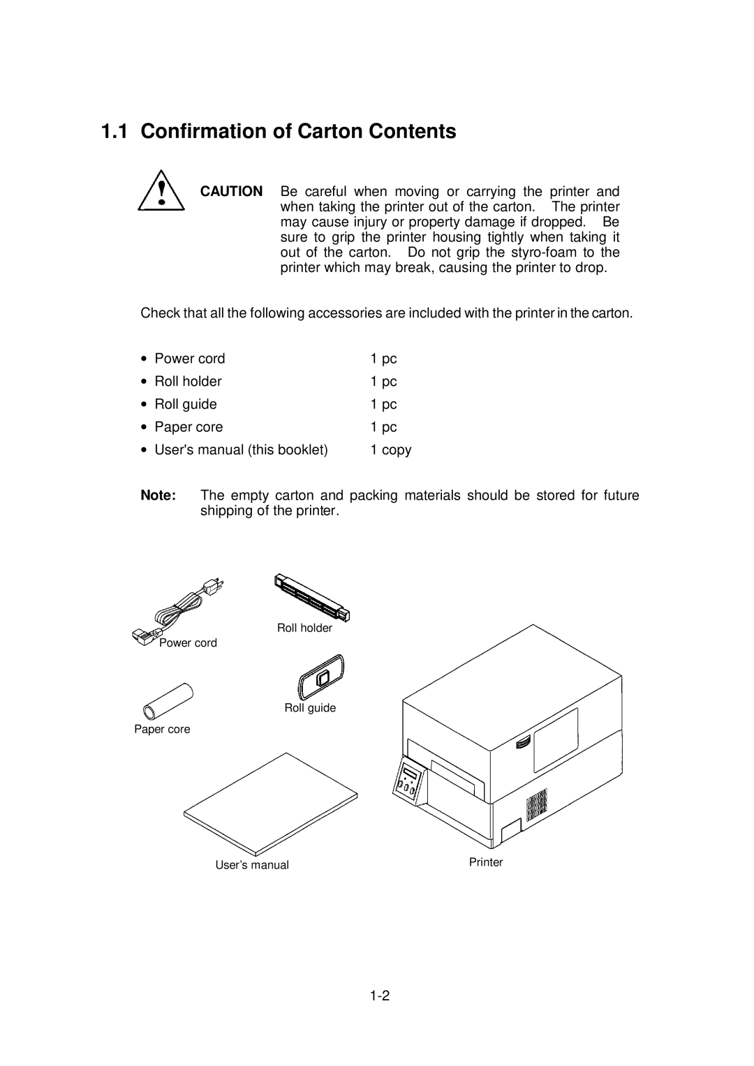 Citizen Systems CLP-6002, CLP-6001 user manual Confirmation of Carton Contents 