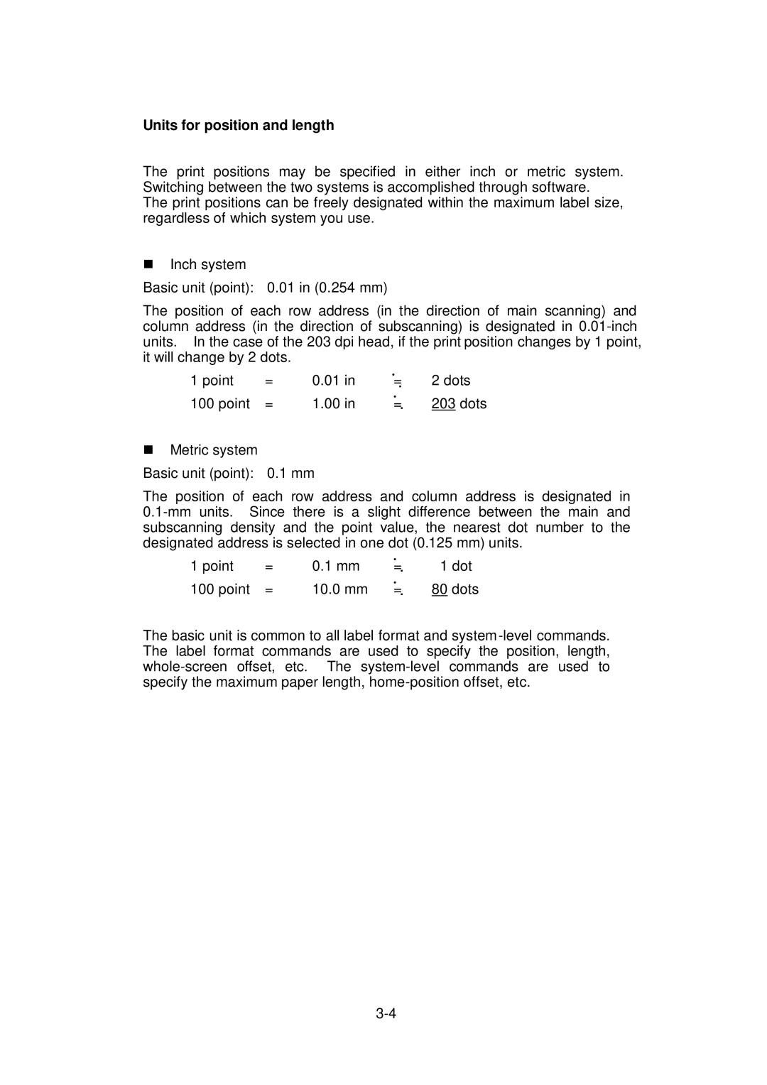 Citizen Systems CLP-6002, CLP-6001 user manual Units for position and length 