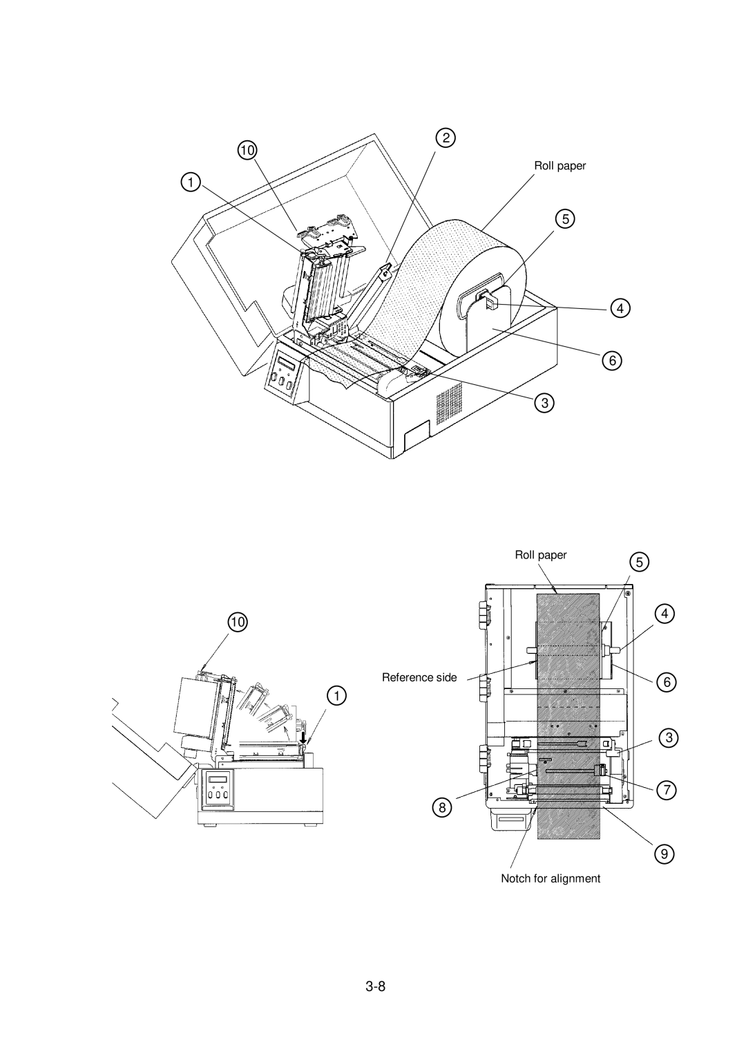 Citizen Systems CLP-6002, CLP-6001 user manual Roll paper Reference side Notch for alignment 