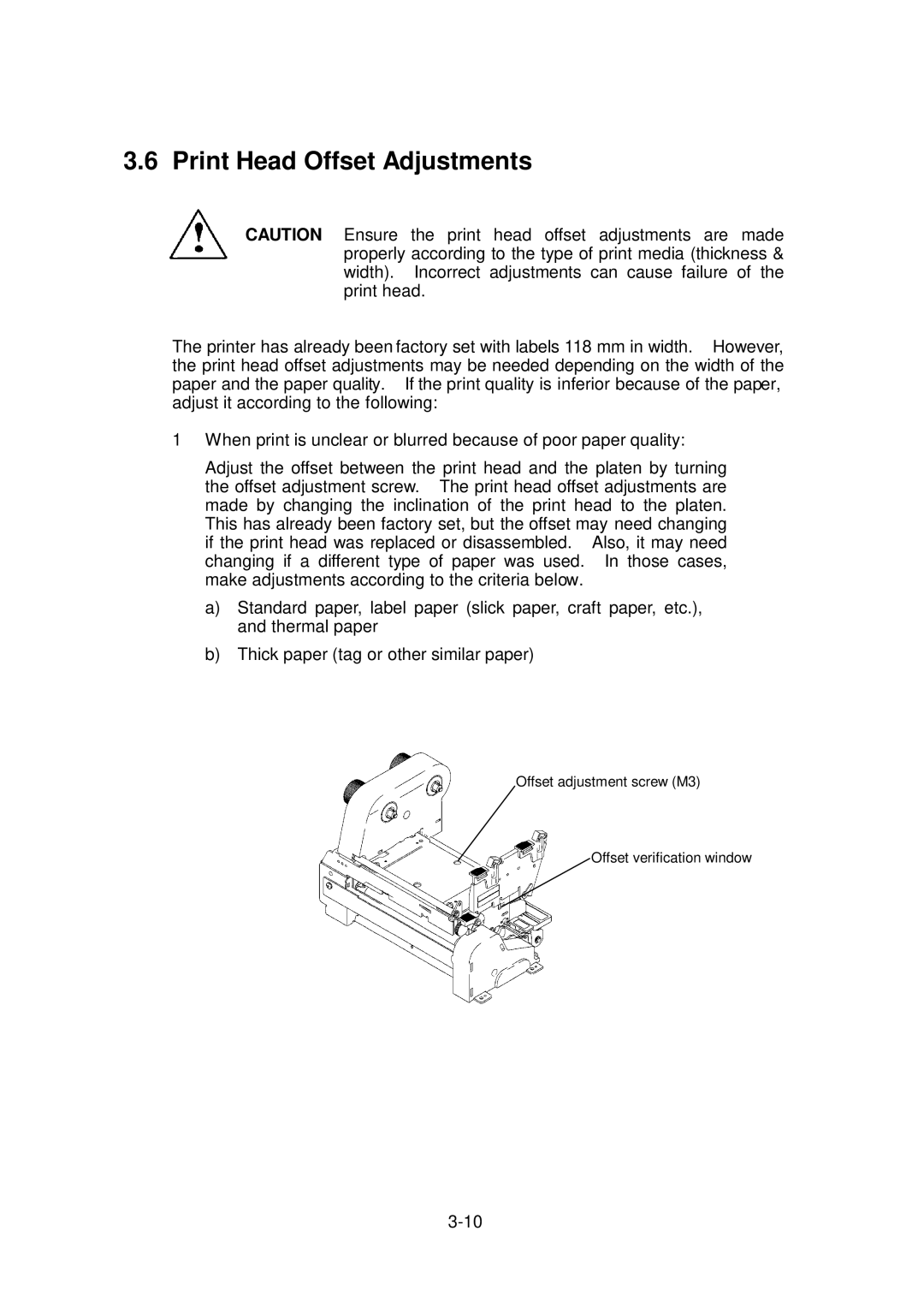 Citizen Systems CLP-6002, CLP-6001 user manual Print Head Offset Adjustments 