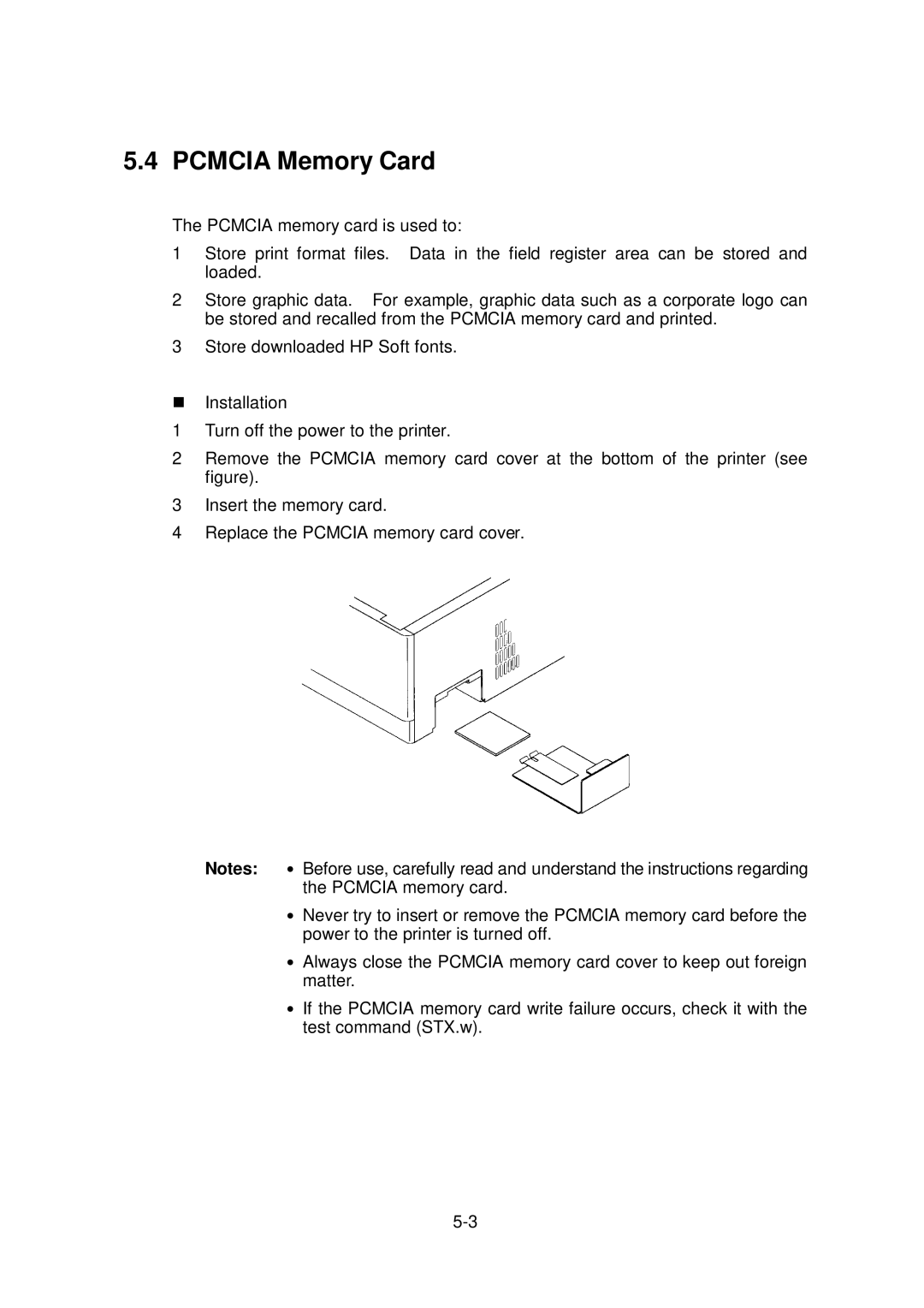 Citizen Systems CLP-6001, CLP-6002 user manual Pcmcia Memory Card 