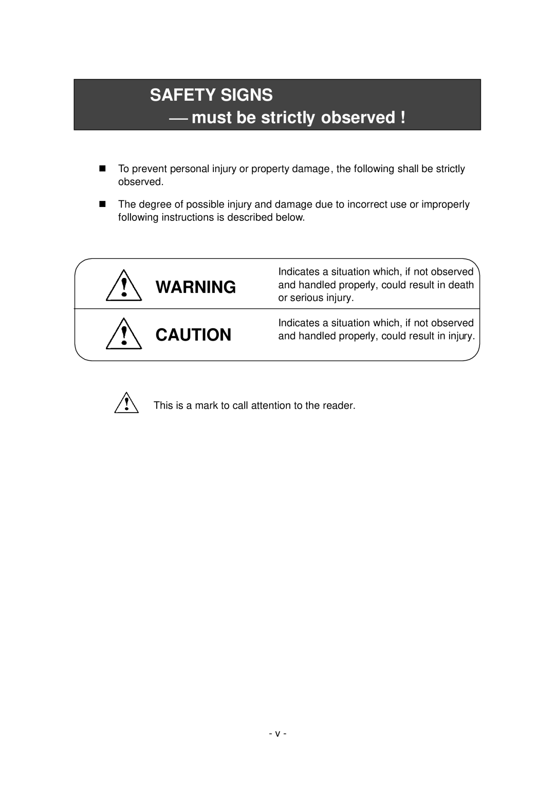 Citizen Systems CLP-6001, CLP-6002 user manual Safety Signs 