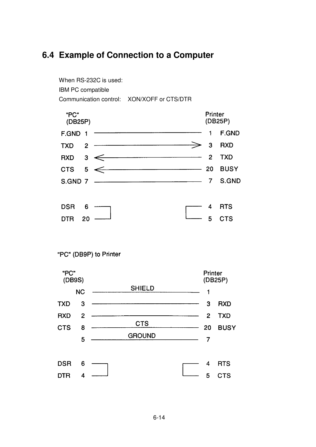 Citizen Systems CLP-6002, CLP-6001 user manual Example of Connection to a Computer 