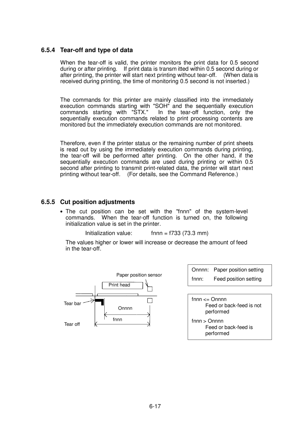 Citizen Systems CLP-6001, CLP-6002 user manual Tear-off and type of data, Cut position adjustments 