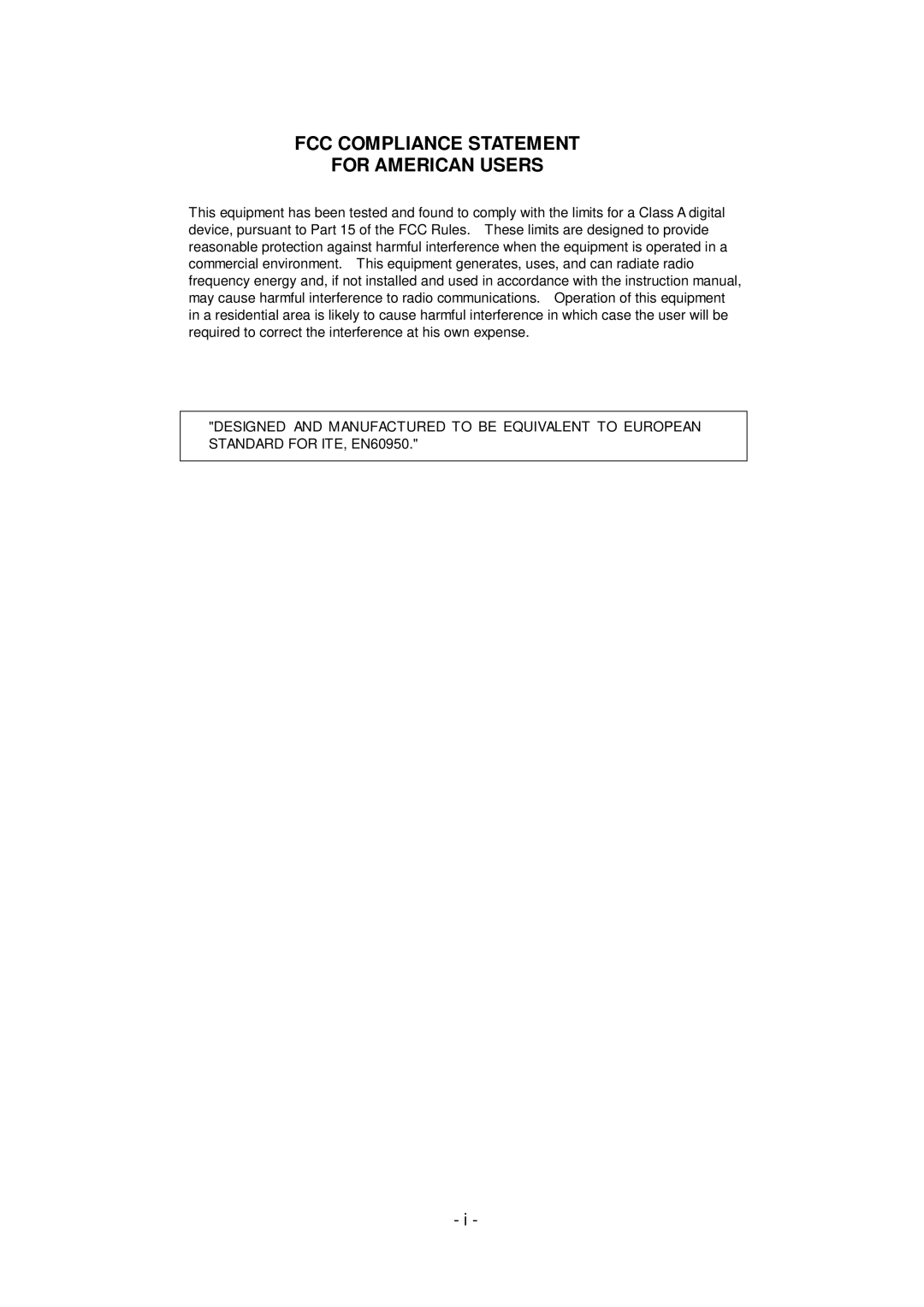 Citizen Systems CLP-6401 user manual FCC Compliance Statement For American Users 