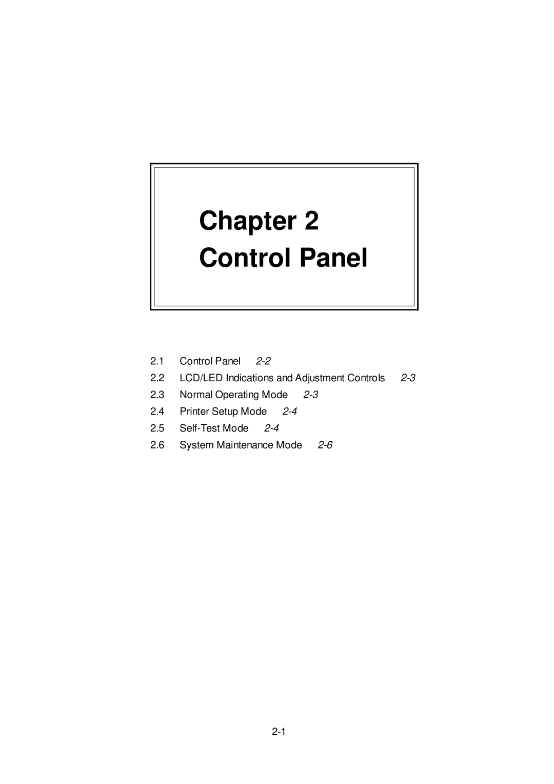 Citizen Systems CLP-6401 user manual Chapter Control Panel 