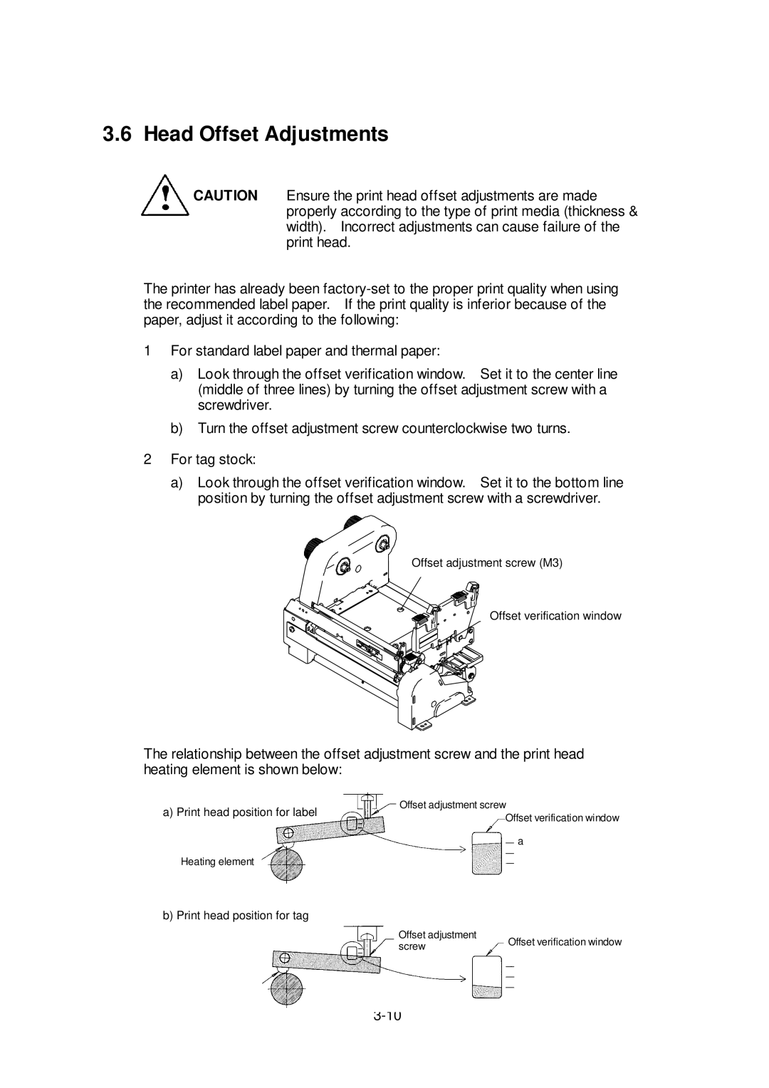 Citizen Systems CLP-6401 user manual Head Offset Adjustments 