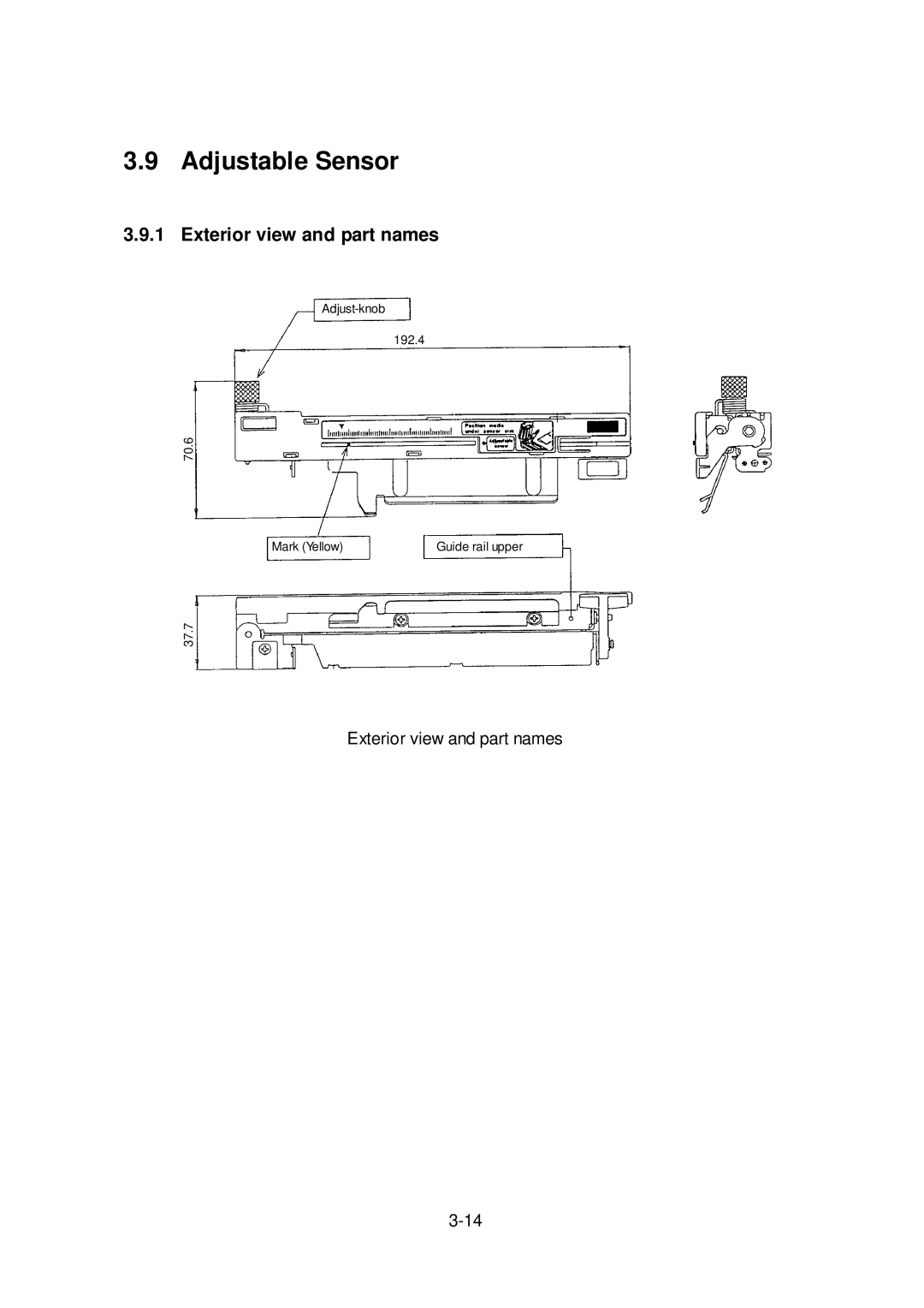 Citizen Systems CLP-6401 user manual Adjustable Sensor, Exterior view and part names 