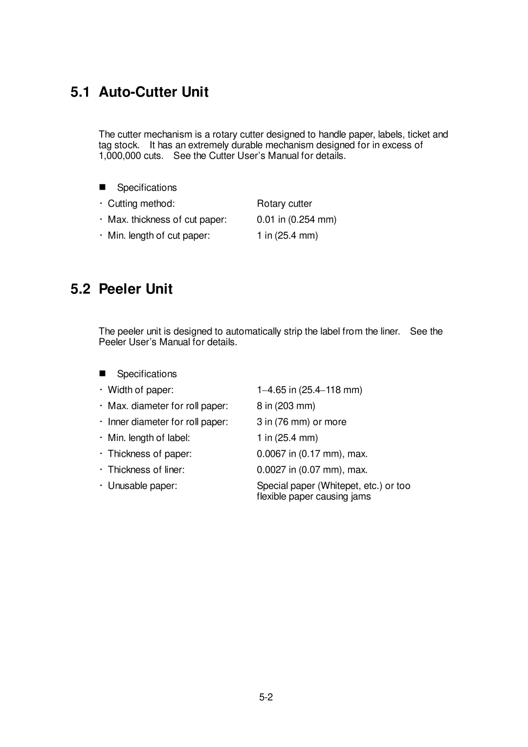 Citizen Systems CLP-6401 user manual Auto-Cutter Unit, Peeler Unit 