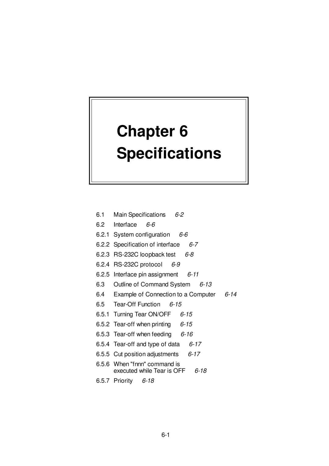 Citizen Systems CLP-6401 user manual Chapter Specifications 