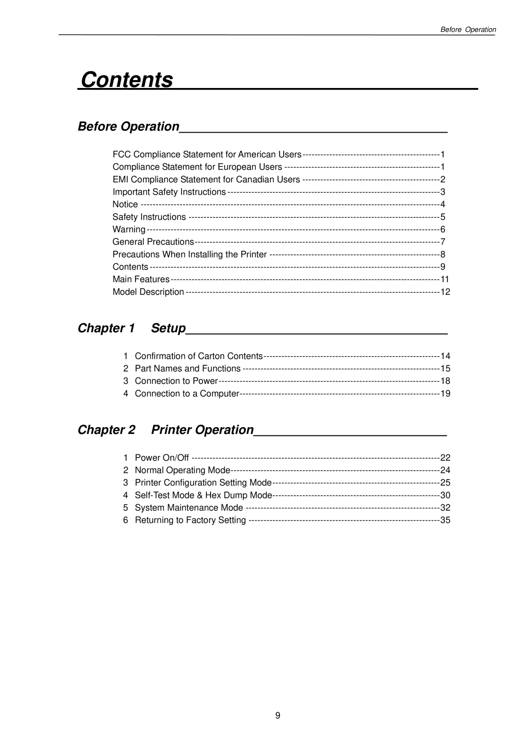 Citizen Systems CLP-7201e user manual Contents 