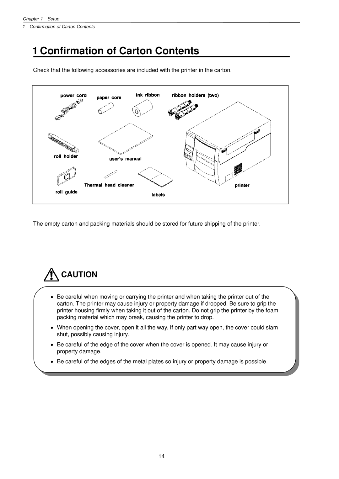 Citizen Systems CLP-7201e user manual Confirmation of Carton Contents 