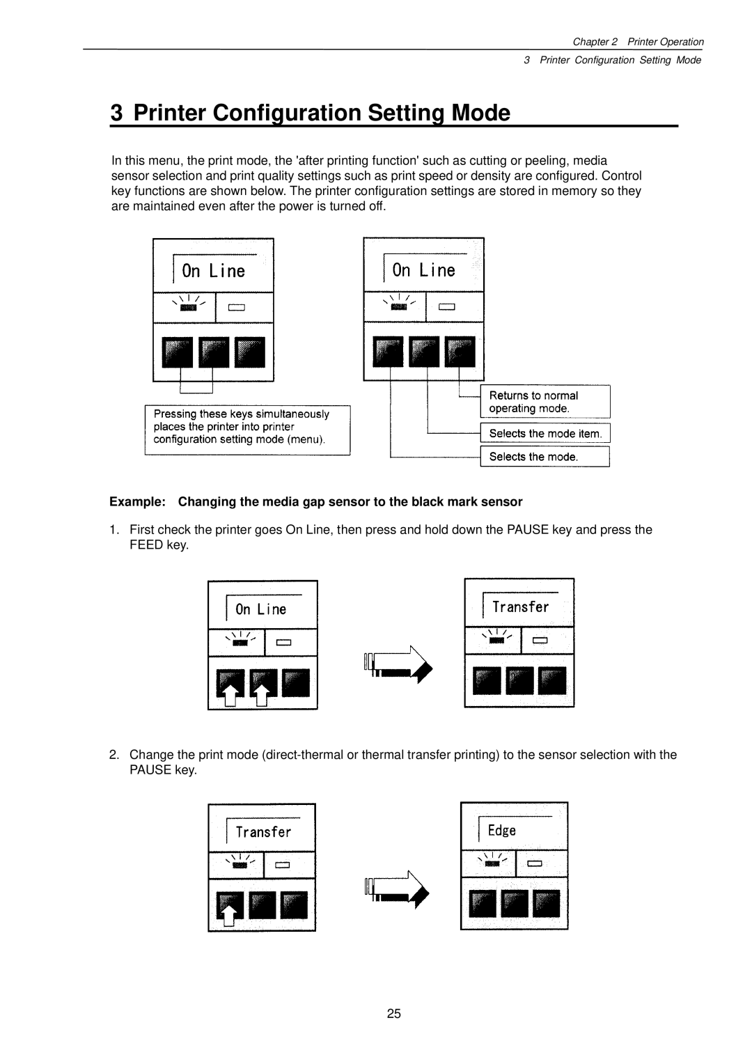 Citizen Systems CLP-7201e user manual Printer Configuration Setting Mode 