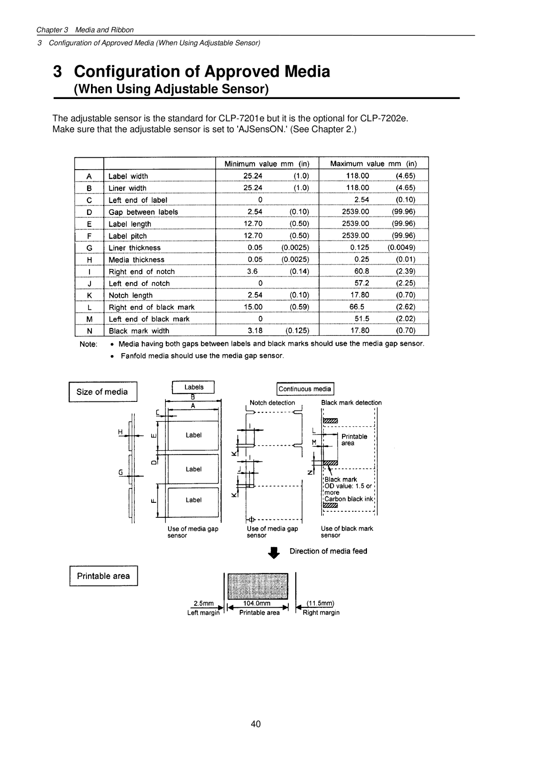 Citizen Systems CLP-7201e user manual When Using Adjustable Sensor 