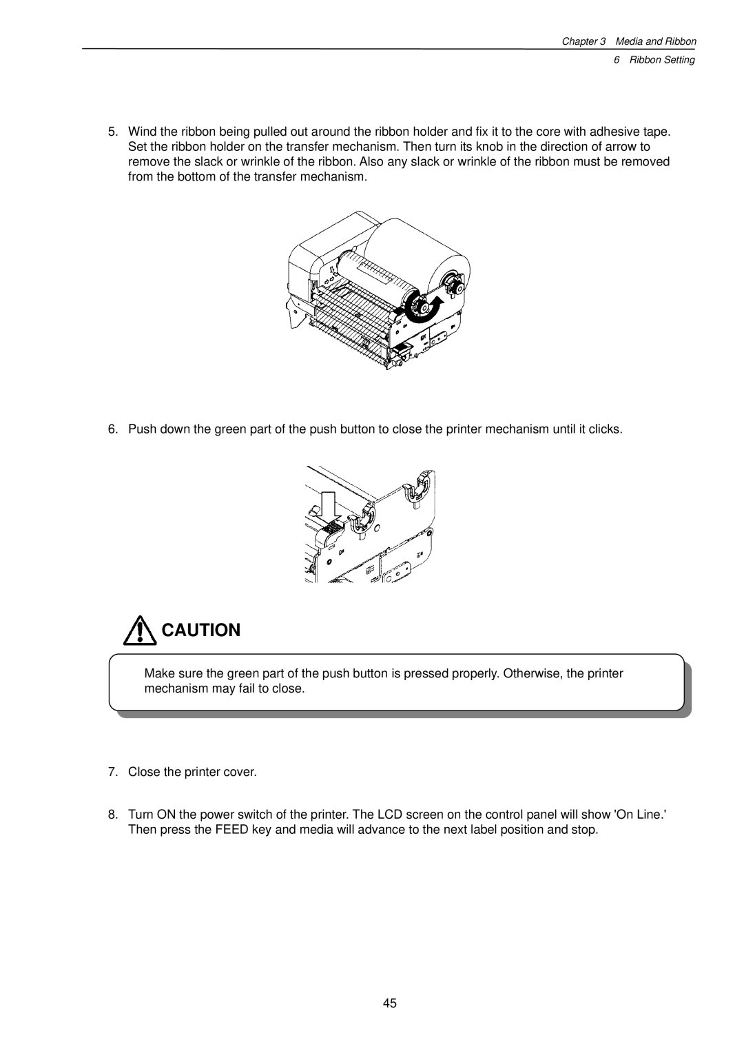 Citizen Systems CLP-7201e user manual Media and Ribbon Ribbon Setting 