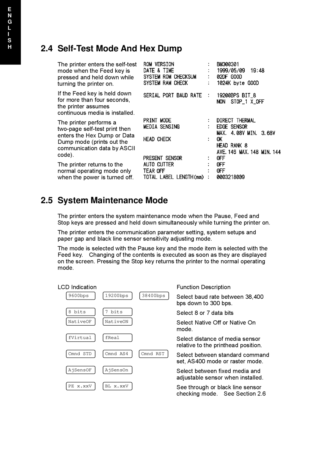 Citizen Systems CLP 6002, CLP 7202e, CLP 1001 user manual Self-Test Mode And Hex Dump, System Maintenance Mode 