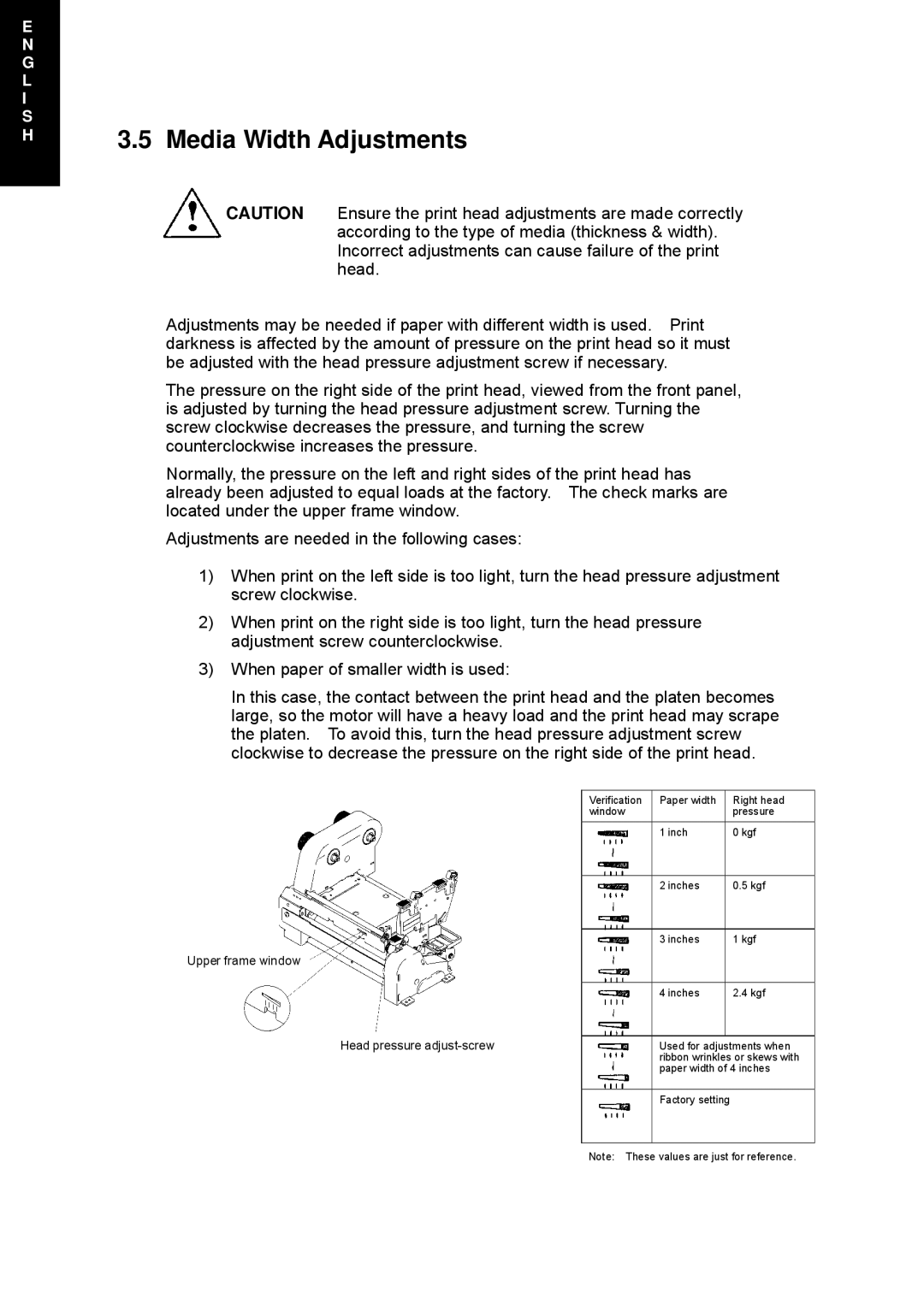 Citizen Systems CLP 7202e, CLP 1001, CLP 6002 user manual Media Width Adjustments 