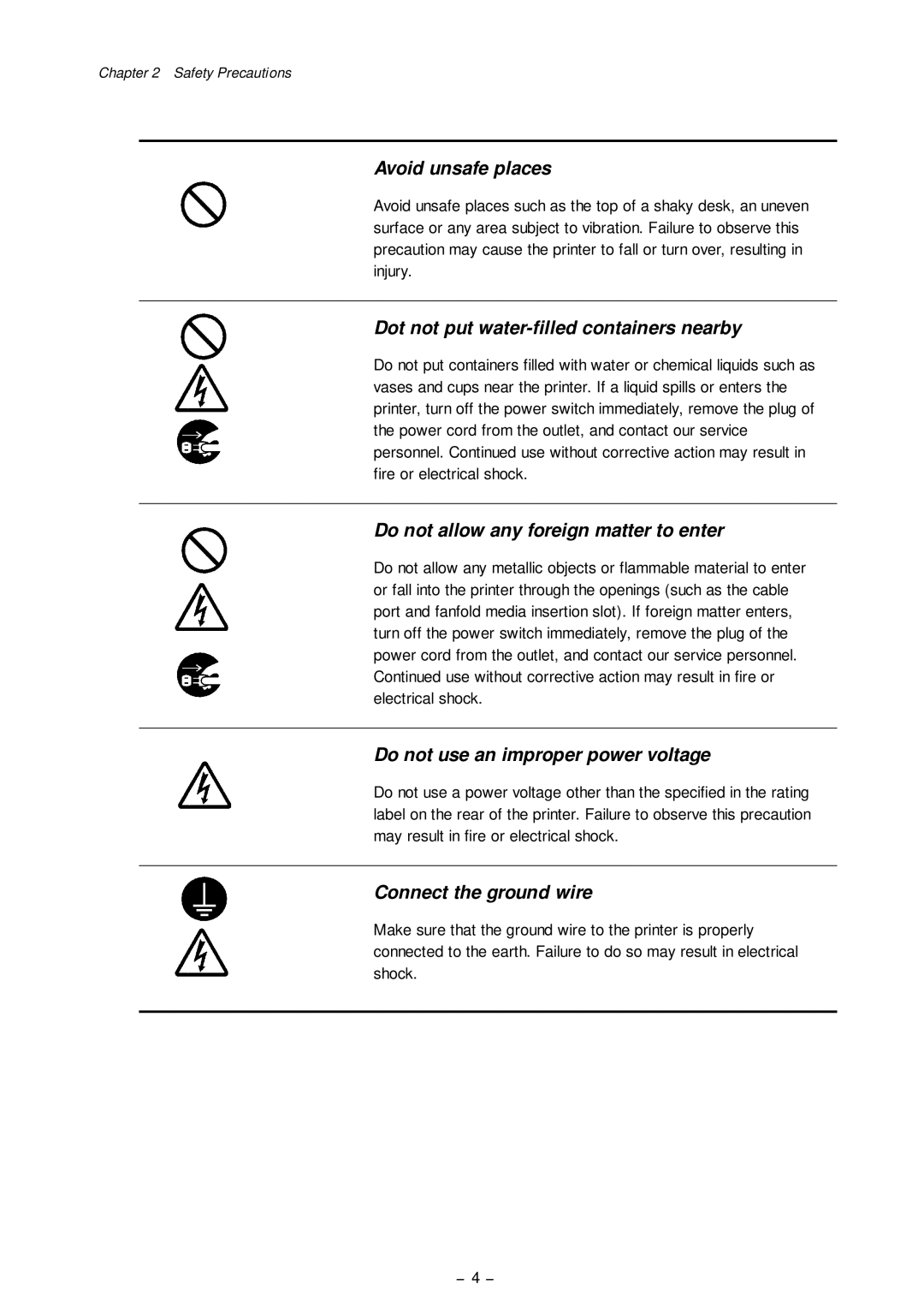 Citizen Systems CLP-8301 user manual Avoid unsafe places 