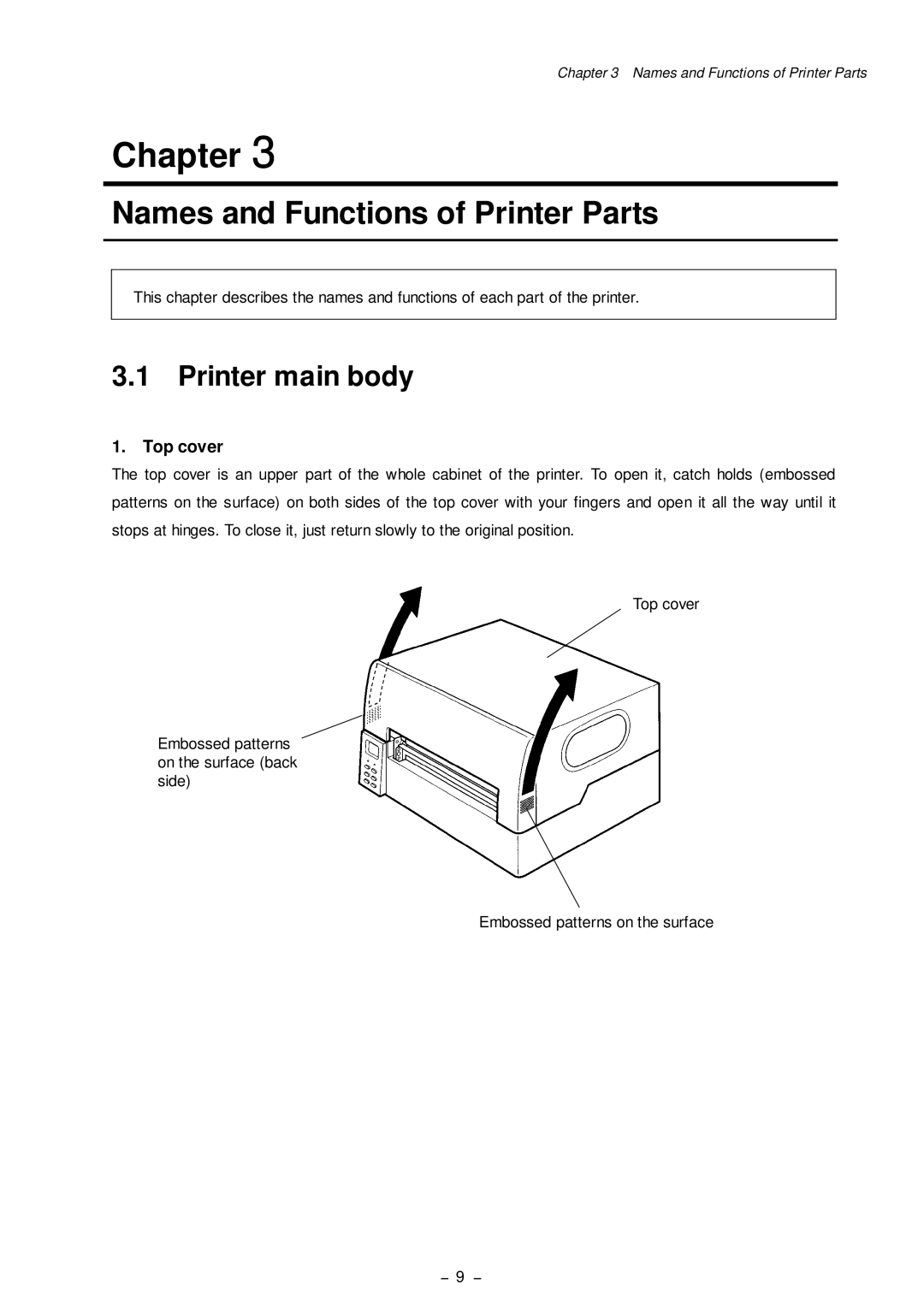 Citizen Systems CLP-8301 user manual Names and Functions of Printer Parts, Printer main body 