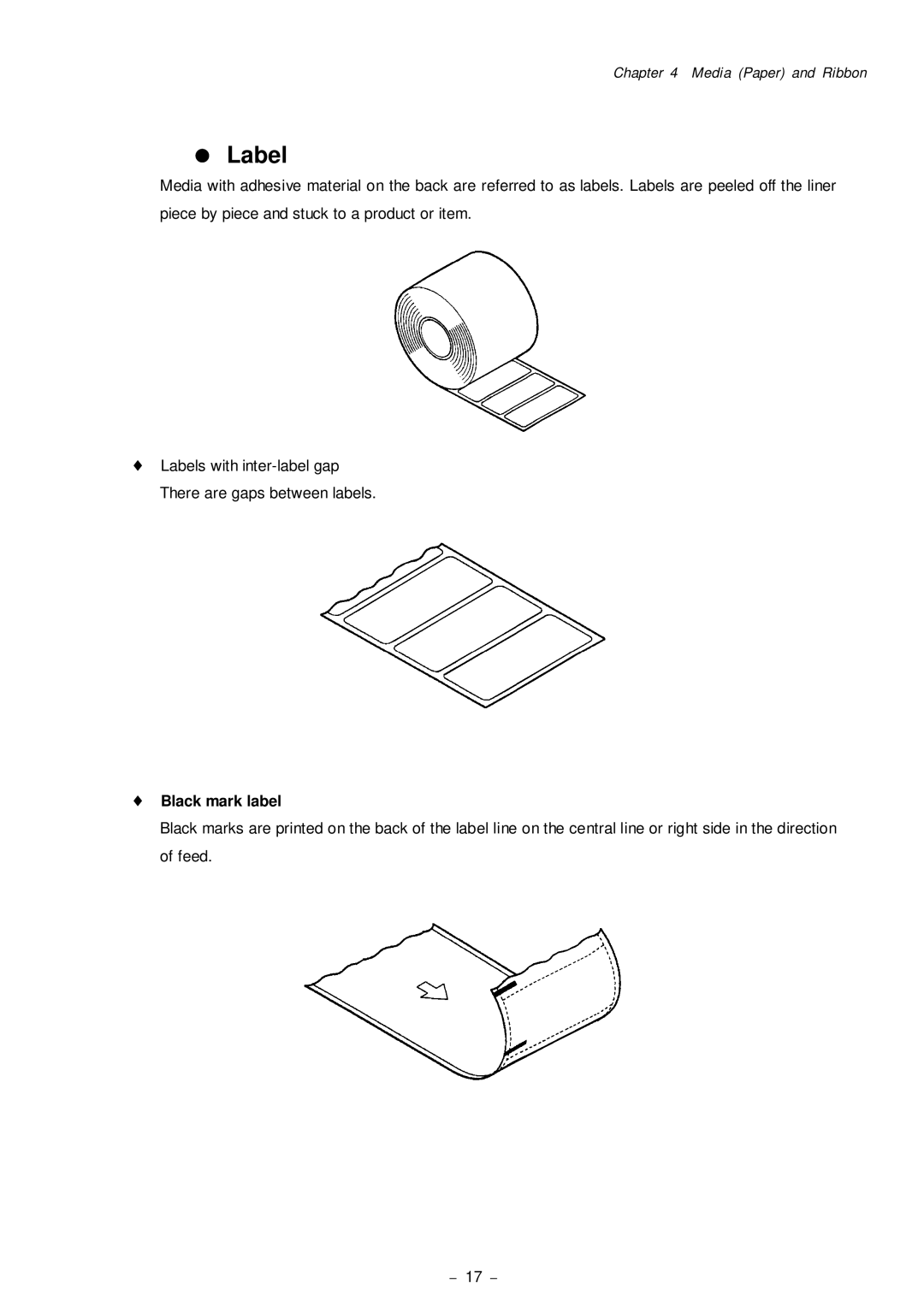 Citizen Systems CLP-8301 user manual = Label, ¨ Black mark label 