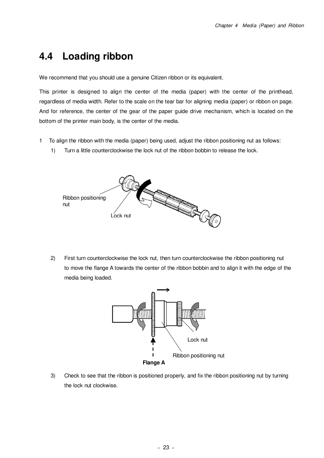 Citizen Systems CLP-8301 user manual Loading ribbon, Flange a 